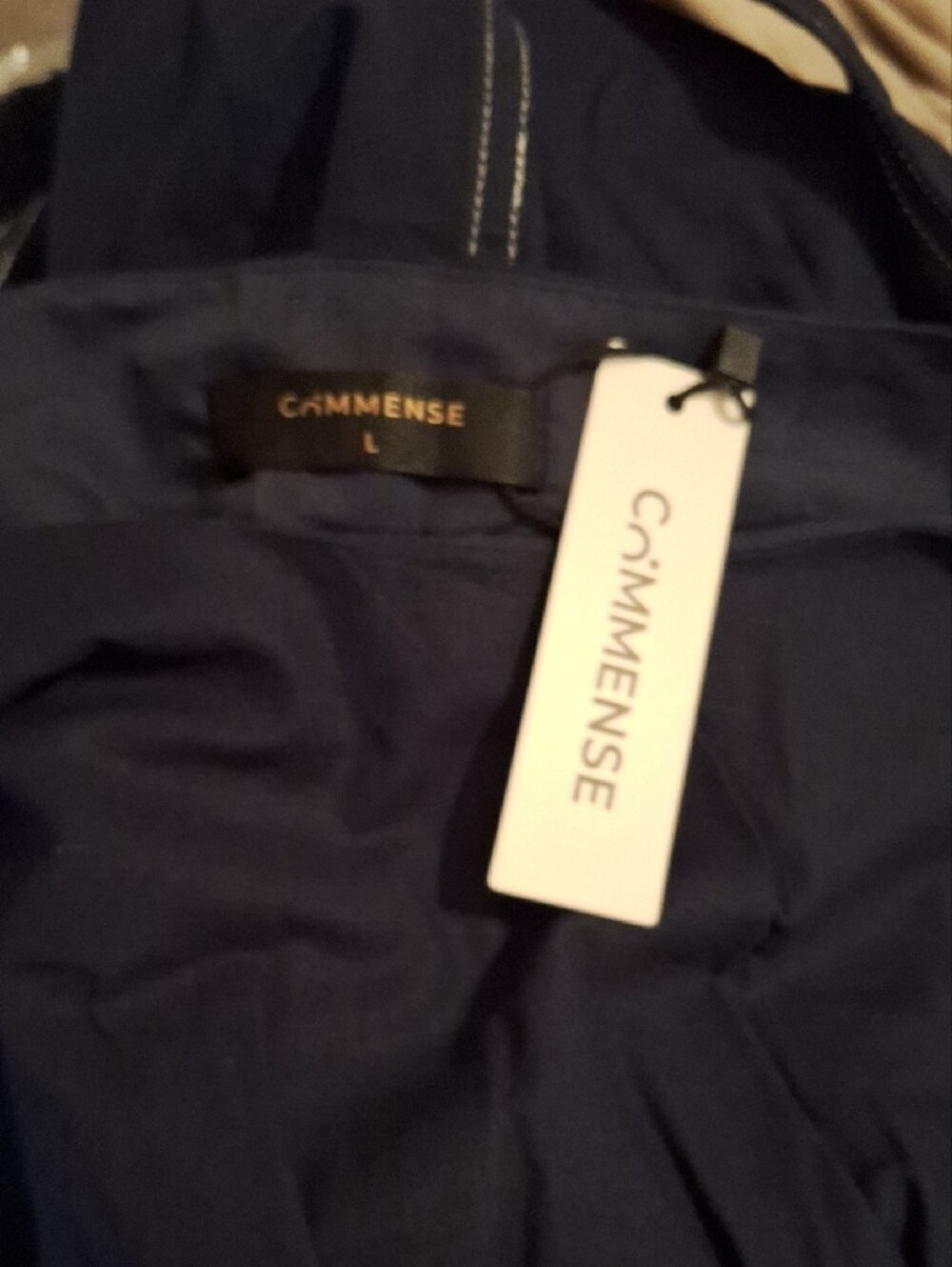 Commense Navy Sleeveless Midi Dress with Contrast Stitching - Picture 5 of 6